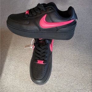 Nike Kids Black Sneakers with Hot Pink Swoosh